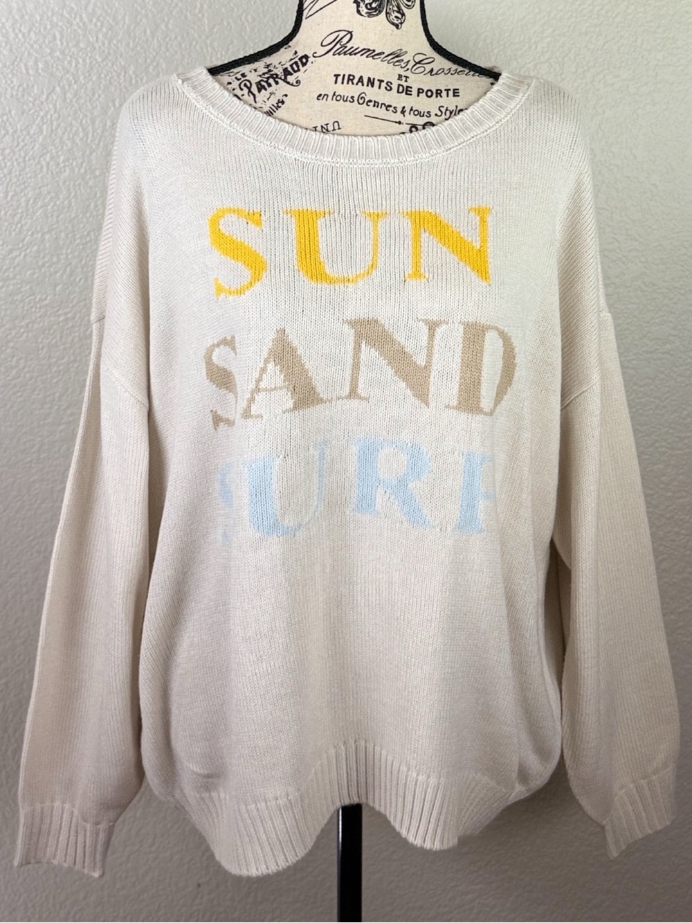 Saltwater Luxe Take Me To Paradise Knit Sweater Beige 'Sun Sand Surf' Medium
